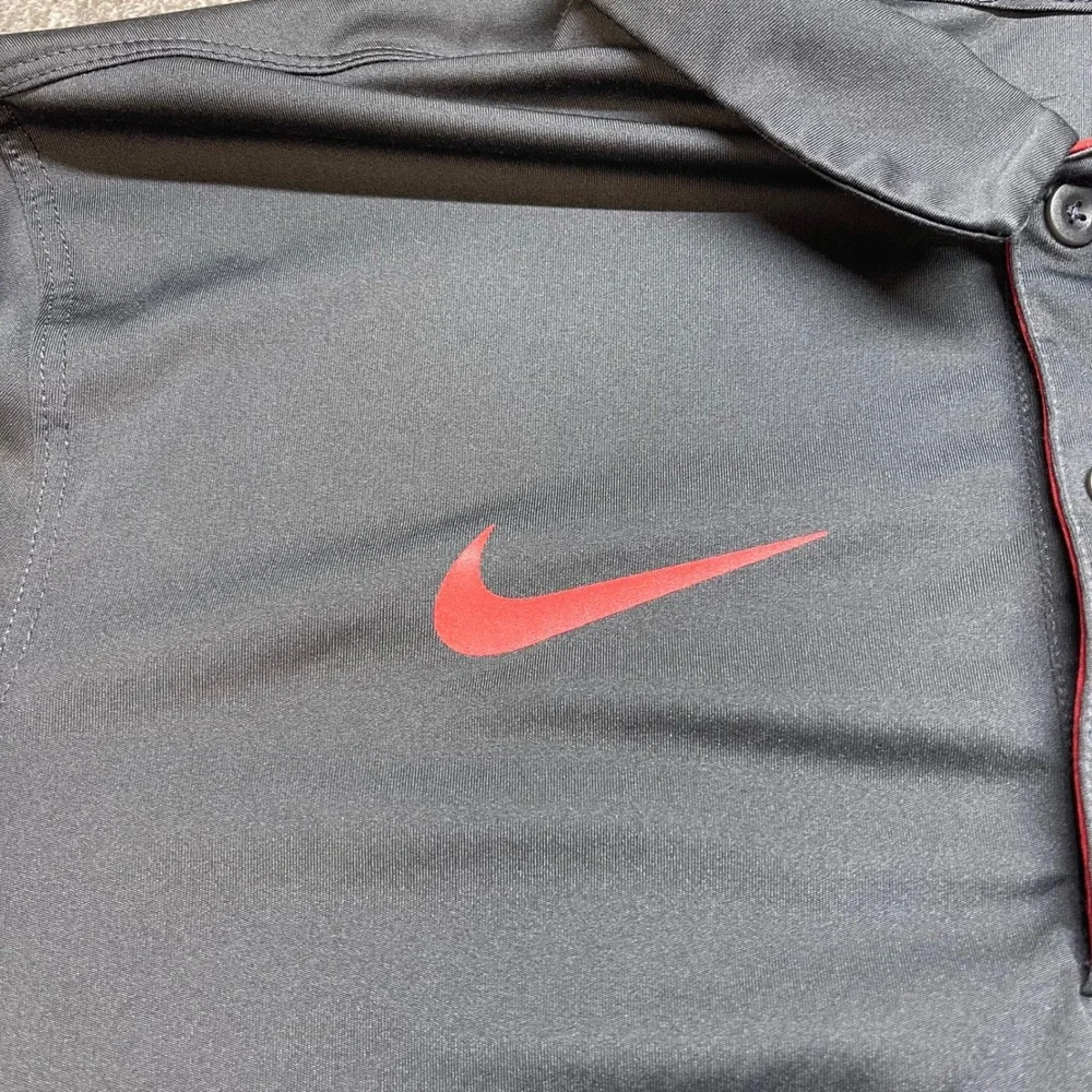 Oklahoma Sooners OU Nike Dri Fit Polo Shirt Mens Medium Gray Red Golf Athletic